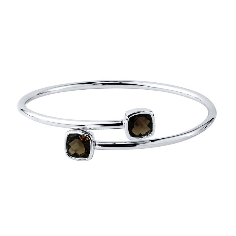Auriya 4 1/4ct Cushion-cut Smoky Quartz Bypass Bangle Bracelet Gold over Silver