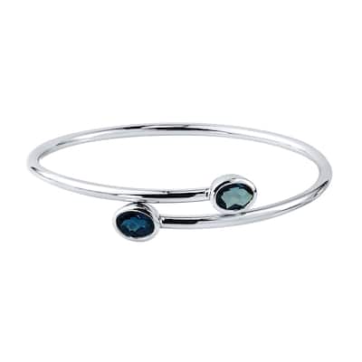 Stackable 2 3/4ct Oval London Blue Topaz Bypass Bangle Bracelet by Auriya in Gold over Silver