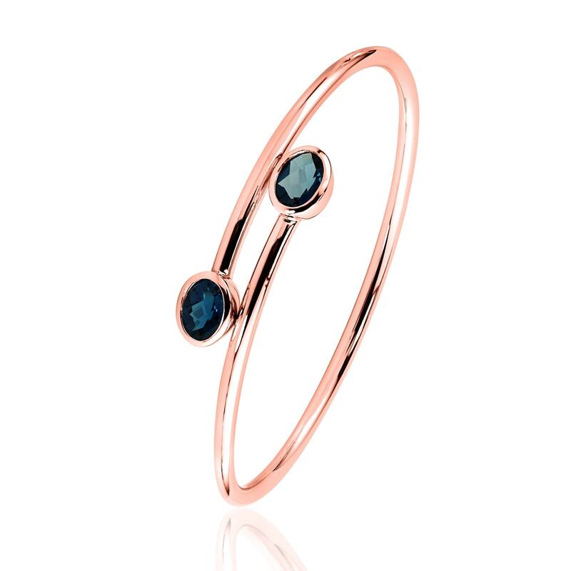 Stackable 2 3/4ct Oval London Blue Topaz Bypass Bangle Bracelet by Auriya in Gold over Silver
