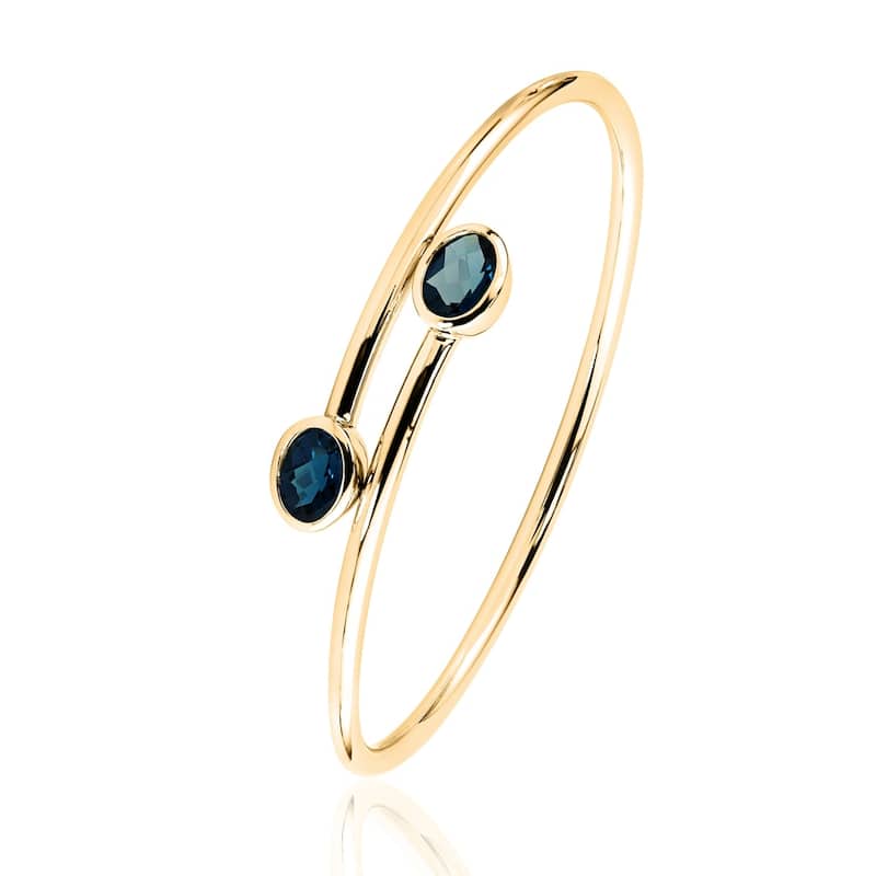 Stackable 2 3/4ct Oval London Blue Topaz Bypass Bangle Bracelet by Auriya in Gold over Silver