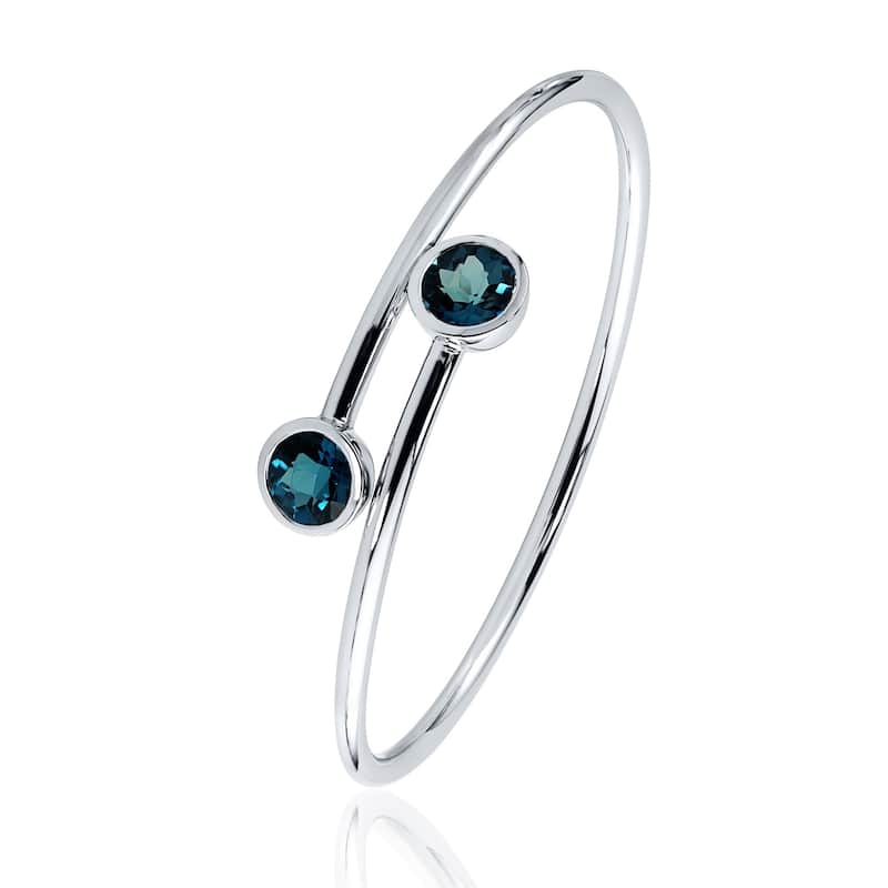 Auriya 4ct London-Blue Topaz Bypass Bangle Bracelet Gold over Silver