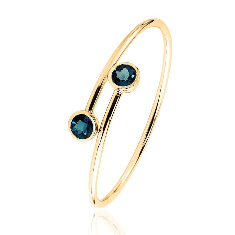 Auriya 4ct London-Blue Topaz Bypass Bangle Bracelet Gold over Silver