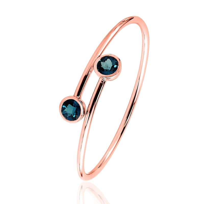 Auriya 4ct London-Blue Topaz Bypass Bangle Bracelet Gold over Silver