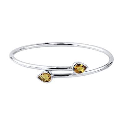 Auriya 2ct Pear-cut Yellow Citrine Bypass Bangle Bracelet Gold over Silver