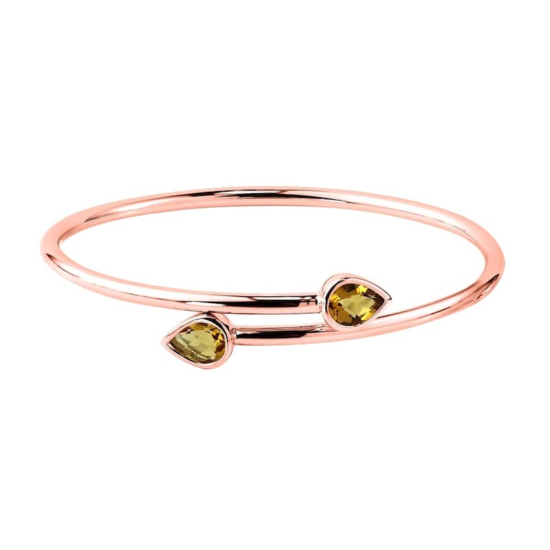 Auriya 2ct Pear-cut Yellow Citrine Bypass Bangle Bracelet Gold over Silver