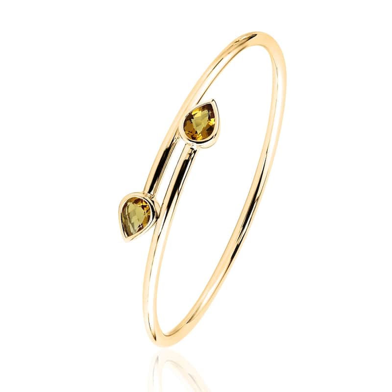 Auriya 2ct Pear-cut Yellow Citrine Bypass Bangle Bracelet Gold over Silver