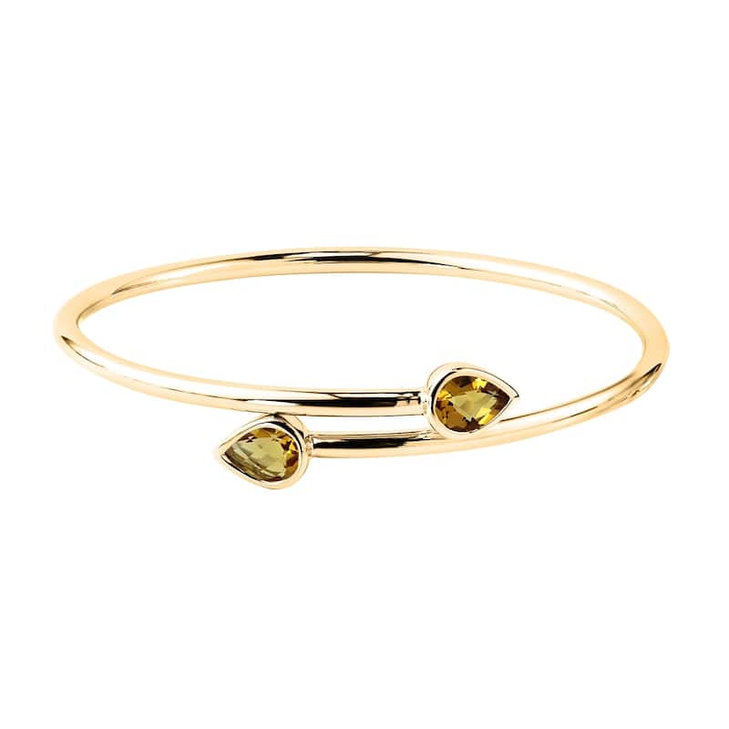 Auriya 2ct Pear-cut Yellow Citrine Bypass Bangle Bracelet Gold over Silver