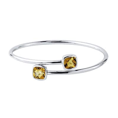 Auriya 4ct Cushion-cut Yellow Citrine Bypass Bangle Bracelet Gold over Silver
