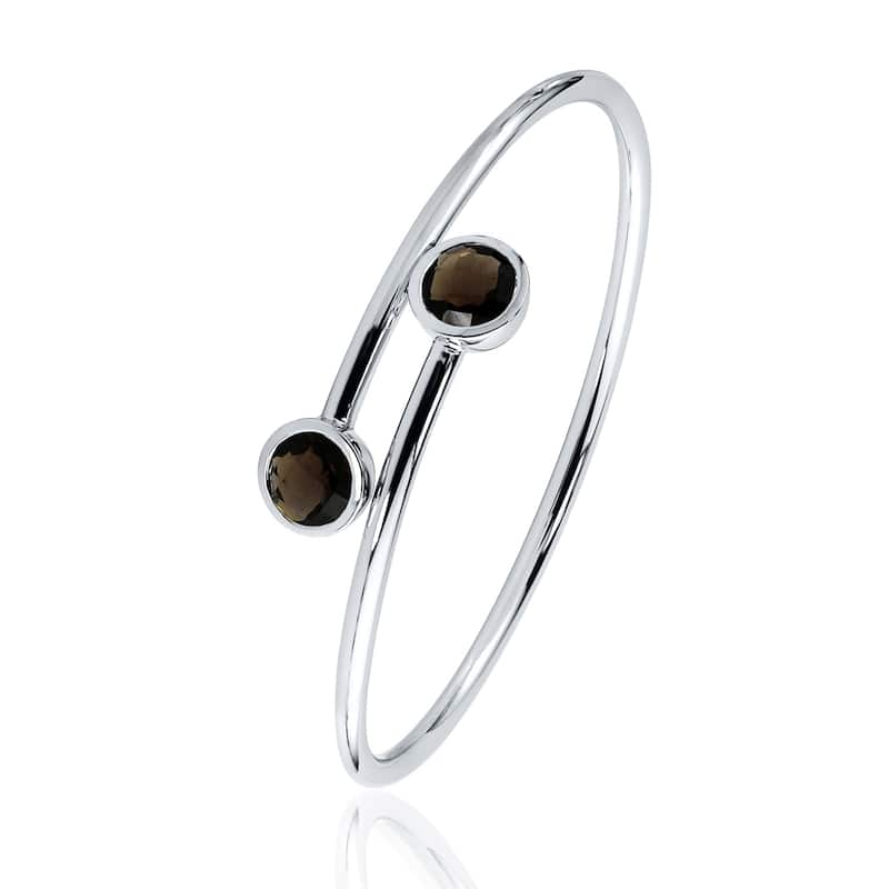 Auriya 3ct Smoky Quartz Bypass Bangle Bracelet Gold over Silver