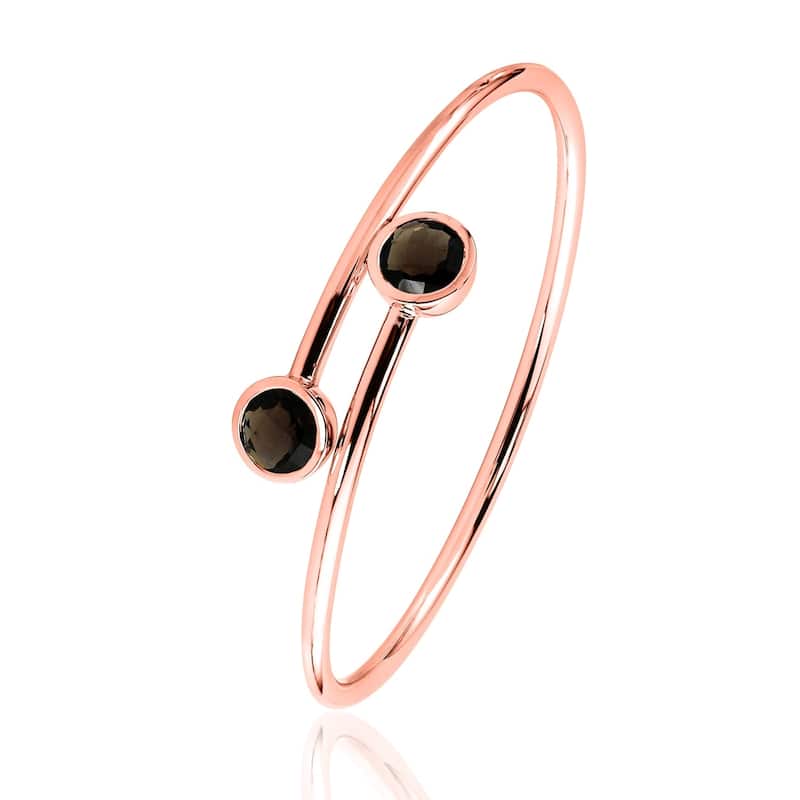 Auriya 3ct Smoky Quartz Bypass Bangle Bracelet Gold over Silver