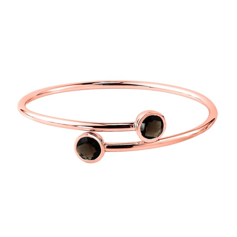 Auriya 3ct Smoky Quartz Bypass Bangle Bracelet Gold over Silver