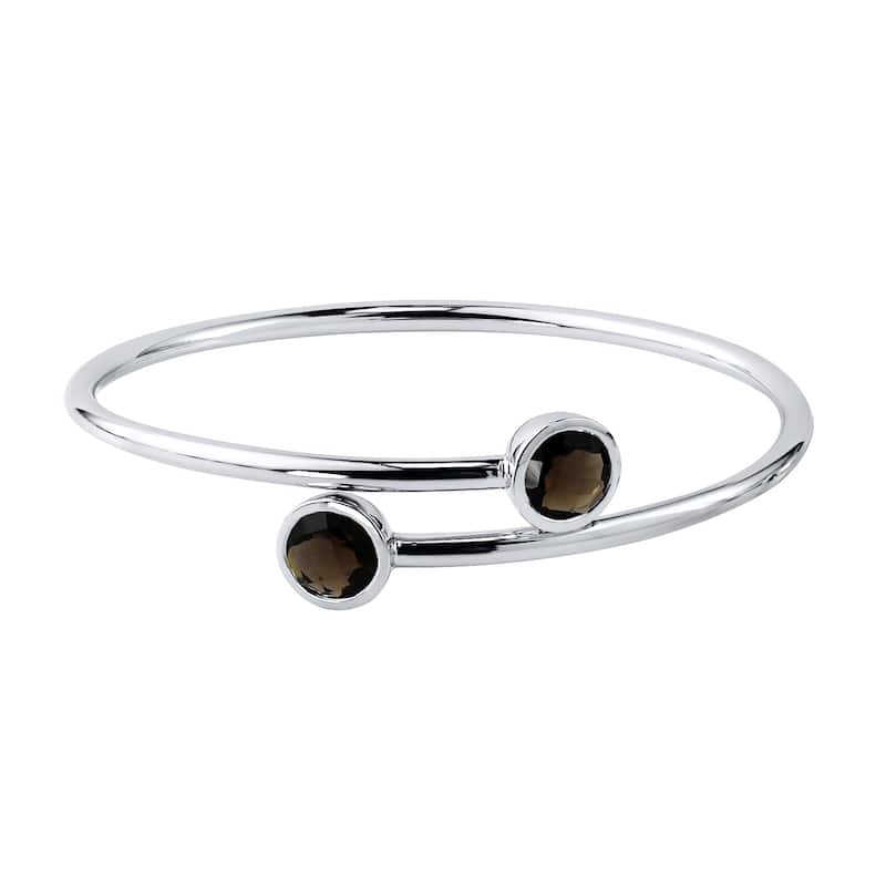 Auriya 3ct Smoky Quartz Bypass Bangle Bracelet Gold over Silver