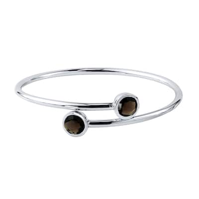 Auriya 3ct Smoky Quartz Bypass Bangle Bracelet Gold over Silver