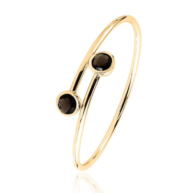 Auriya 3ct Smoky Quartz Bypass Bangle Bracelet Gold over Silver