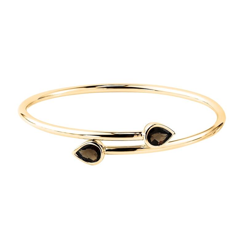 Auriya 2ct Pear-cut Smoky Quartz Bypass Bangle Bracelet Gold over Silver