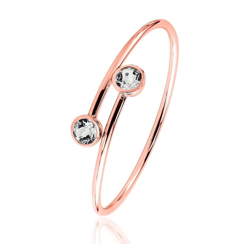 Stackable 4ct Round White Topaz Bypass Bangle Bracelet by Auriya in Gold over Silver