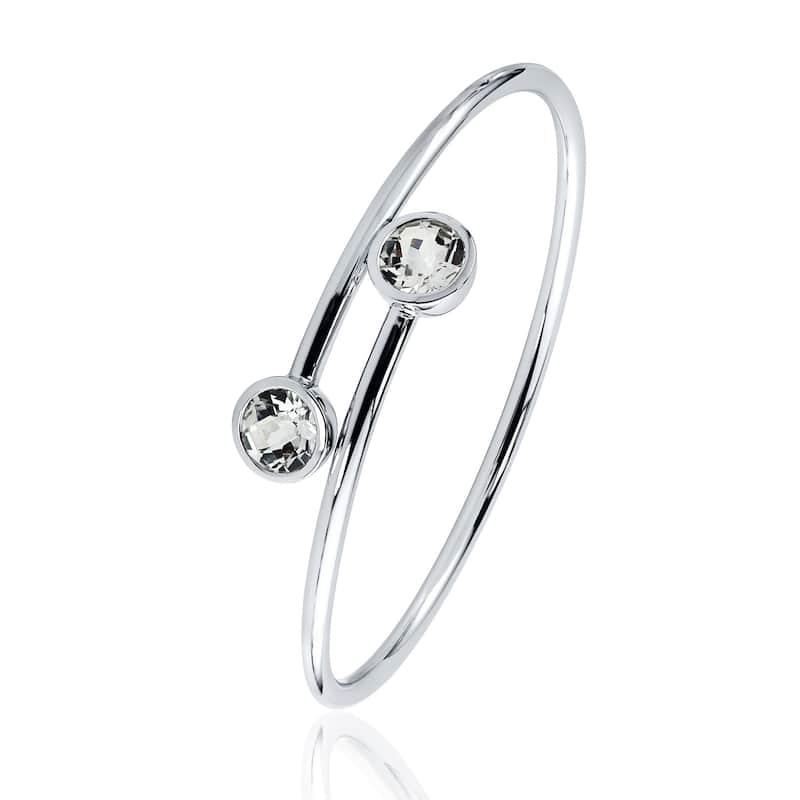 Stackable 4ct Round White Topaz Bypass Bangle Bracelet by Auriya in Gold over Silver