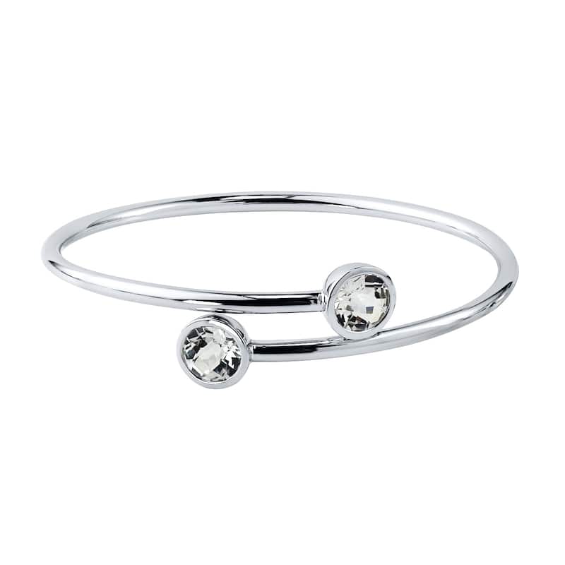 Stackable 4ct Round White Topaz Bypass Bangle Bracelet by Auriya in Gold over Silver