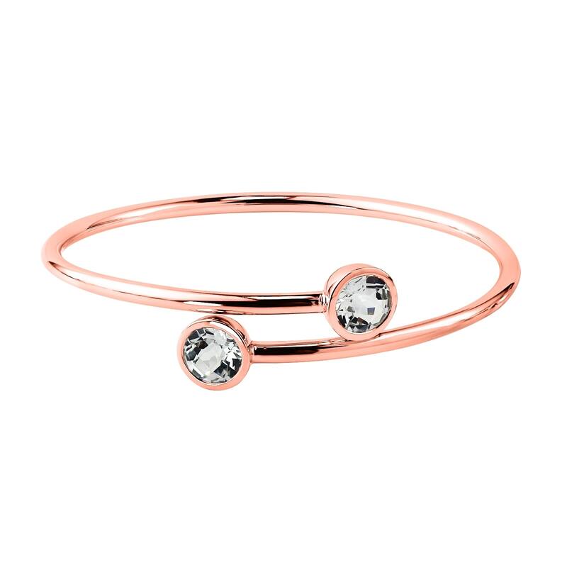 Stackable 4ct Round White Topaz Bypass Bangle Bracelet by Auriya in Gold over Silver