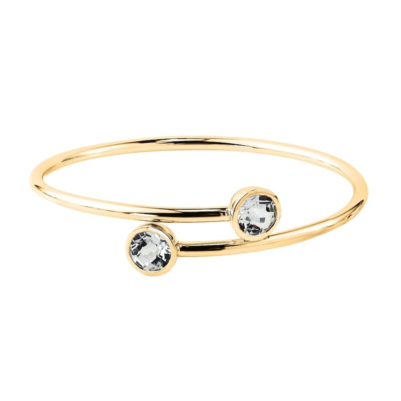 Stackable 4ct Round White Topaz Bypass Bangle Bracelet by Auriya in Gold over Silver