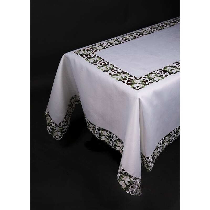Tannenbaum Embroidered Cutwork Holiday Tablecloth, 60 by 84-Inch