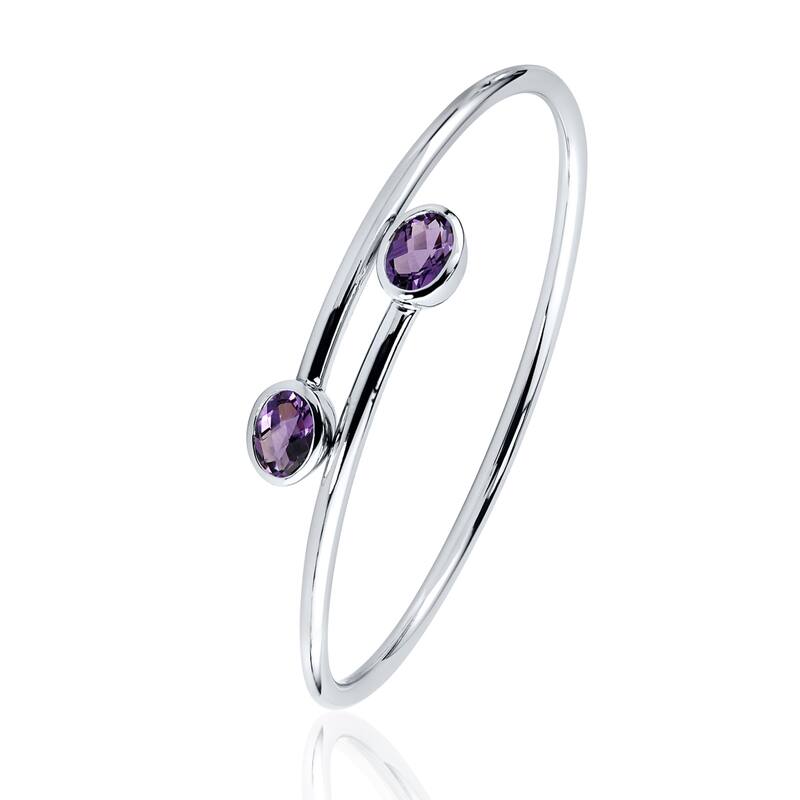 Auriya 2ct Oval Purple Amethyst Bypass Bangle Bracelet Gold over Silver