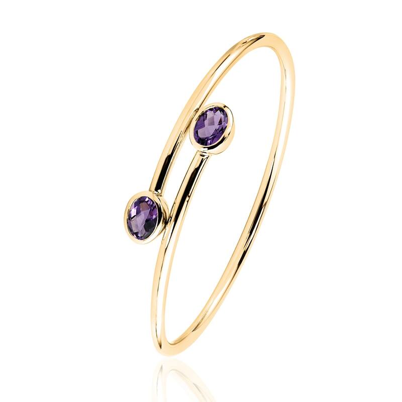 Auriya 2ct Oval Purple Amethyst Bypass Bangle Bracelet Gold over Silver