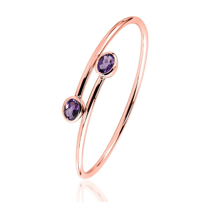 Auriya 2ct Oval Purple Amethyst Bypass Bangle Bracelet Gold over Silver