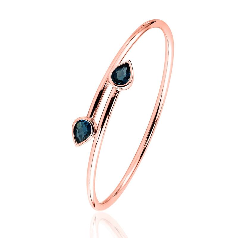 Auriya 2 1/2ct Pear-cut London Blue Topaz Bypass Bangle Bracelet Gold over Silver