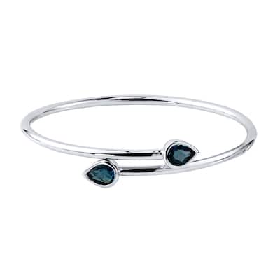 Auriya 2 1/2ct Pear-cut London Blue Topaz Bypass Bangle Bracelet Gold over Silver