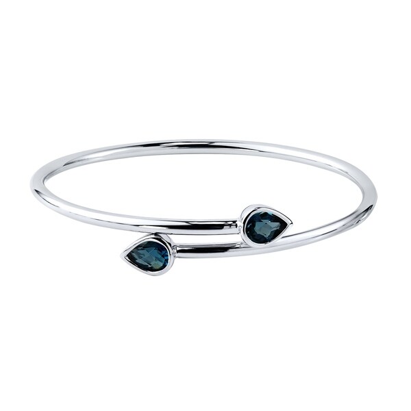 Auriya 2 1/2ct Pear-cut London Blue Topaz Bypass Bangle Bracelet Gold over Silver. Opens flyout.