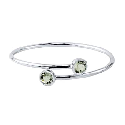 Auriya 4ct Green Amethyst Bypass Bangle Bracelet Gold over Silver