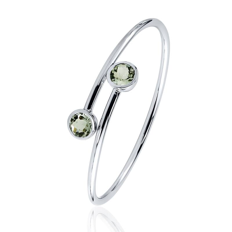 Auriya 4ct Green Amethyst Bypass Bangle Bracelet Gold over Silver