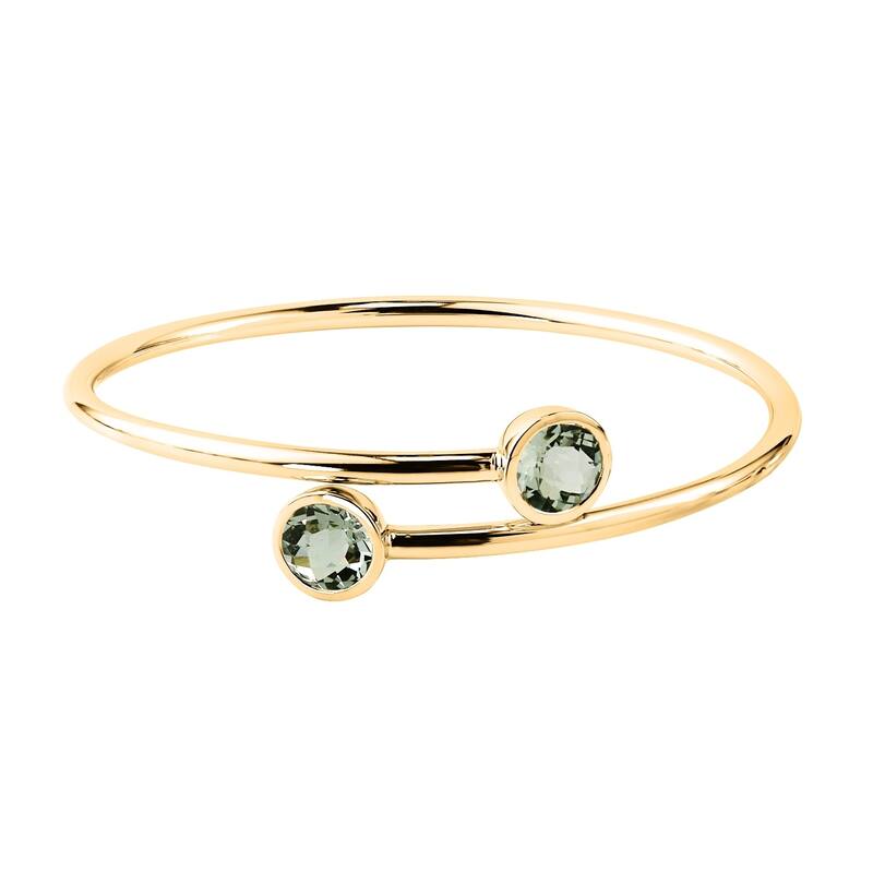 Auriya 4ct Green Amethyst Bypass Bangle Bracelet Gold over Silver