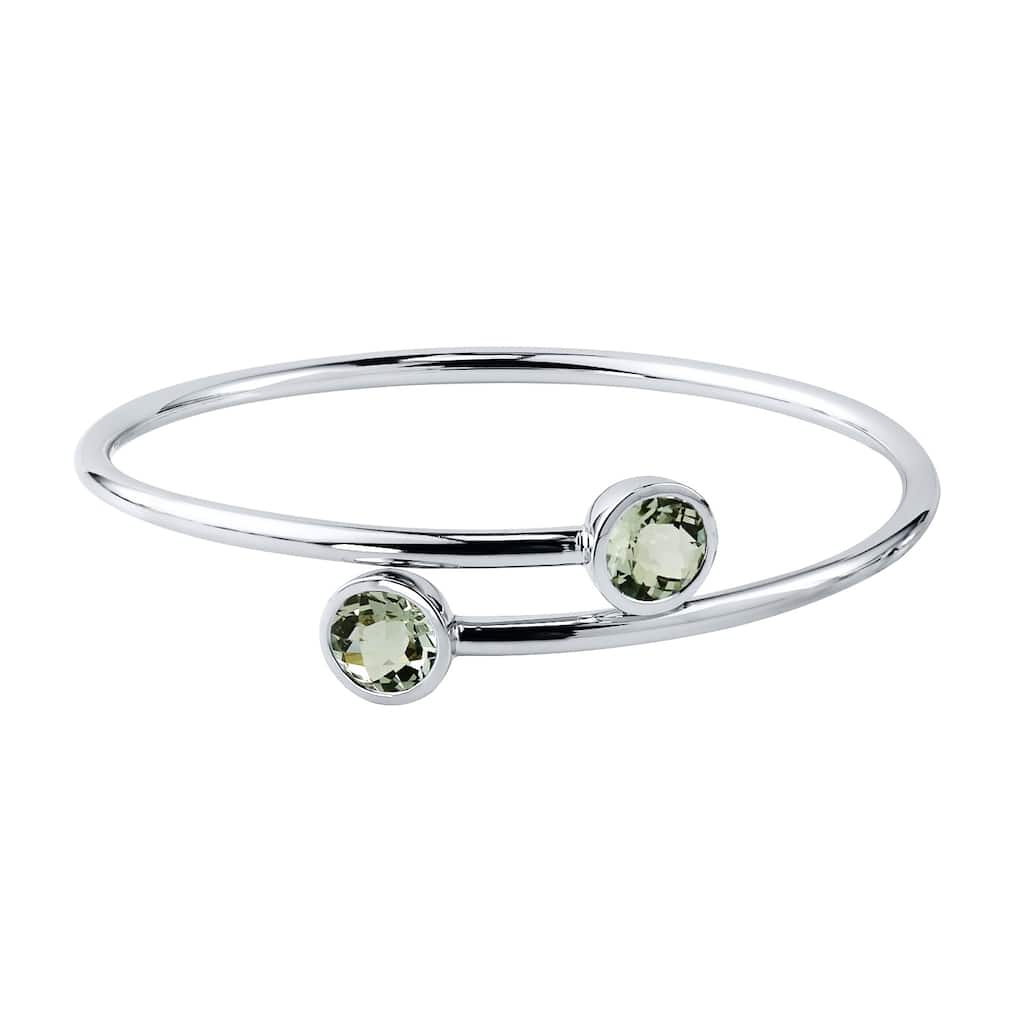 Auriya 4ct Green Amethyst Bypass Bangle Bracelet Gold over Silver