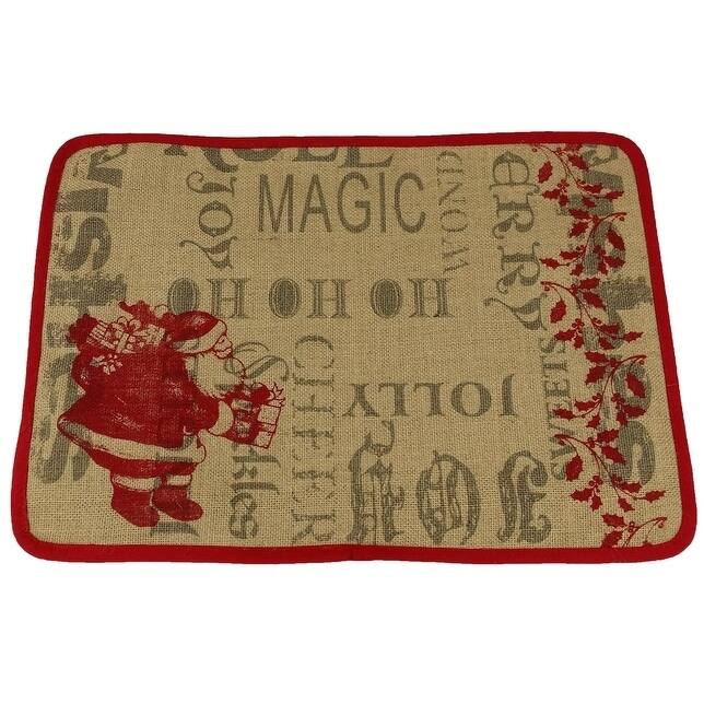 Saint Nick Christmas With Printed Burlap Collection Placemat, 13 by 18-Inch