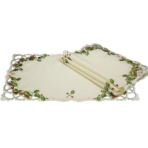 Winter Berry Collection Christmas Placemats, 12 by 18-Inch Set of 4