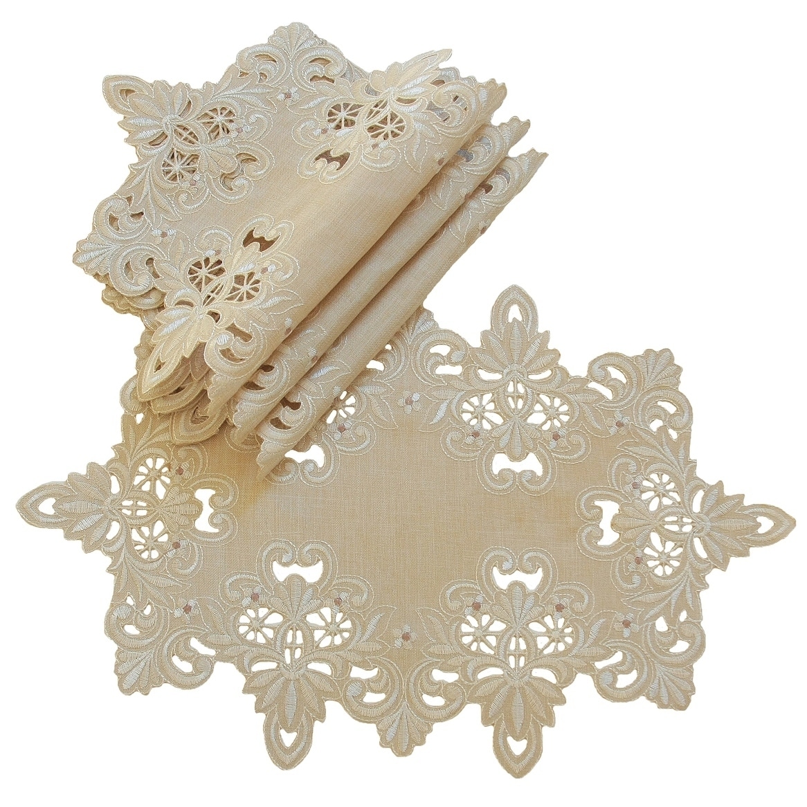 Victorian Lace Embroidered Cutwork Placemat, 12 by 18-Inch, - Picture 2 of 3