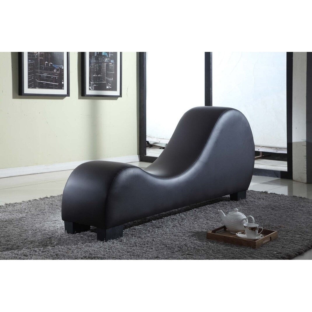 Shop Stretch Chaise Faux Leather Curved 