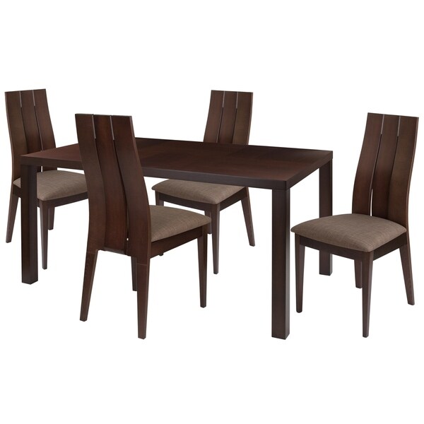 Elston 5 Piece Wood Dining Table Set With Wide Slat