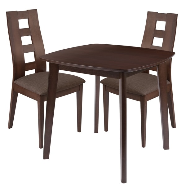 Cranston 3 Piece Wood Dining Table Set With Window Pane Back Cranston 3 Piece Wood Dining Table Set With Window Pane Back Chairs Padded