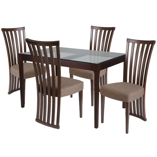 Shop Oakdale 5 Piece Wood Dining Table Set with Glass Top ... on {keyword}