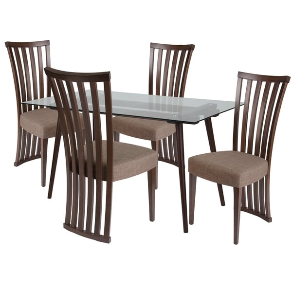 Shop Lakewood 5 Piece Wood Dining Table Set with Glass Top ... on {keyword}