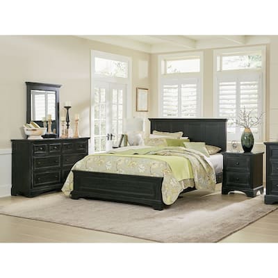 Farmhouse Basics King Bedroom Set with 2 Nightstands, 1 Dresser and 1 Mirror