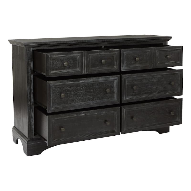Farmhouse Basics King Bedroom Set with 2 Nightstands, 1 Dresser and 1 Mirror
