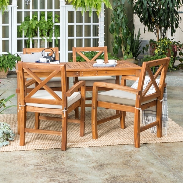 5 Piece Acacia Outdoor Dining Set Brown On Free 5 Piece Acacia Outdoor Dining Set Brown