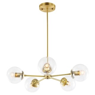 Light Society Grammercy Five-Light Chandelier (Brass/Clear) - Chandeliers For Bedrooms by Overstock.com