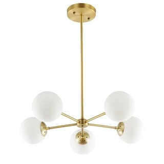 Light Society Grammercy Five-Light Chandelier (Brass/White) - Chandeliers For Bedrooms by Overstock.com