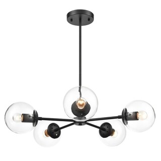 Light Society Grammercy Five-Light Chandelier (Black/Clear) - Chandeliers For Bedrooms by Overstock.com