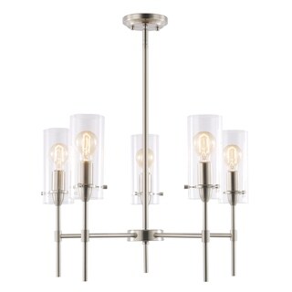 Light Society Montreal Clear Glass Five-Light Chandelier (Satin Nickel/Clear) - Chandeliers For Bedrooms by Overstock.com